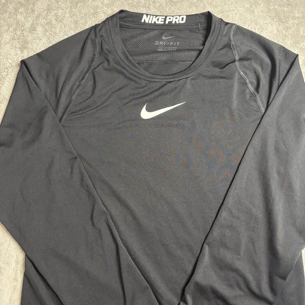 Nike Pro Dri-FIT Womens Long Sleeve Training Top Black Compression Shirt S